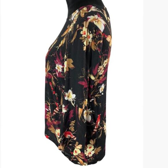 J Jill Multicolor Floral and Bird Motif Casual to Dressy Blouse  Size XS  EUC - Picture 4 of 11